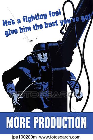 Stock Illustration - Digitally restored war propaganda poster.. Fotosearch