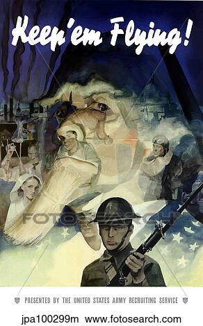 Stock Illustration - Digitally restored war propaganda poster.. Fotosearch