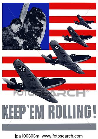 Stock Illustration - Digitally restored war propaganda poster.. Fotosearch