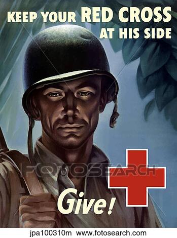 Stock Illustration - Digitally restored war propaganda poster.. Fotosearch