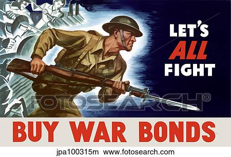 Stock Illustration - Digitally restored war propaganda poster.. Fotosearch