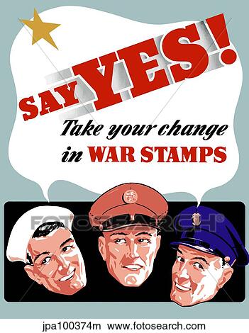 Stock Illustration - Digitally restored war propaganda poster.. Fotosearch