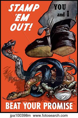 Stock Illustration - Digitally restored war propaganda poster.. Fotosearch