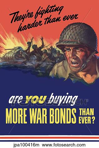 Stock Illustration - Digitally restored war propaganda poster.. Fotosearch