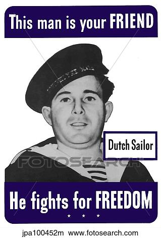 Stock Illustration - Digitally restored war propaganda poster.. Fotosearch