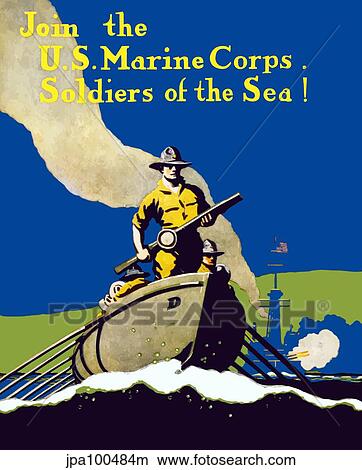 Stock Illustration - Digitally restored war propaganda poster.. Fotosearch