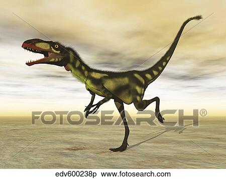Dilong dinosaur in the desert View Large Illustration Stock Illustration - Dilong dinosaur in the desert. Fotosearch