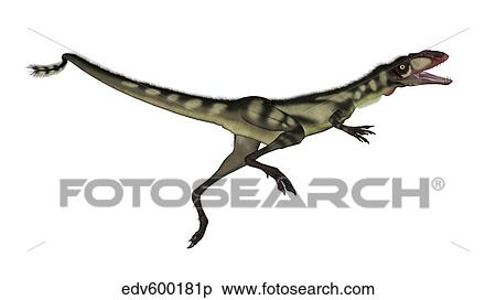Dilong dinosaur jumping. View Large Illustration Stock Illustration - Dilong dinosaur jumping.. Fotosearch