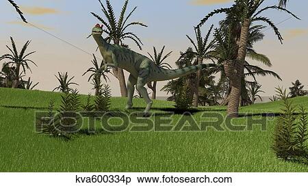 Dilophosaurus hunting for its next meal. View Large Illustration Stock Illustration - Dilophosaurus hunting for its next meal.. Fotosearch