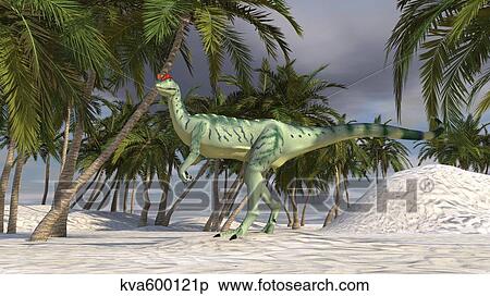Dilophosaurus hunting in an arid climate. View Large Illustration Stock Illustration - Dilophosaurus hunting in an arid climate.. Fotosearch