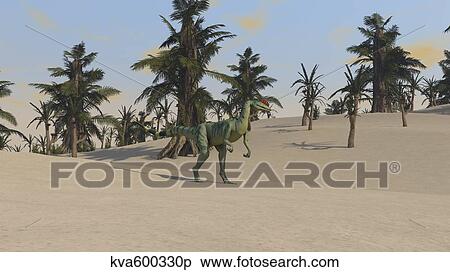 Dilophosaurus in a tropical environment. View Large Illustration Stock Illustration - Dilophosaurus in a tropical environment.. Fotosearch