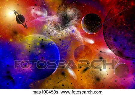 Stock Illustration - Dimensional universes meet, and portals to them open.. Fotosearch