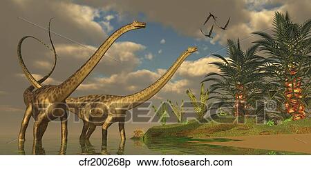 Diplodocus dinosaurs in a mating ritual. View Large Illustration Stock Illustration - Diplodocus dinosaurs in a mating ritual.. Fotosearch