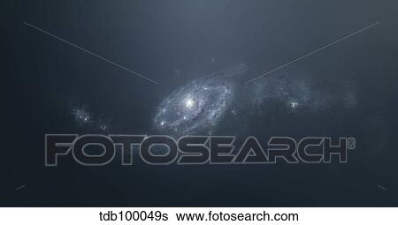 Stock Illustration - Distant galaxy visible from space station sent in outer space.. Fotosearch