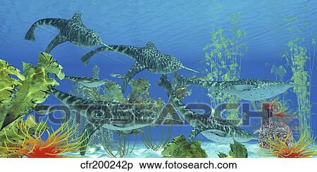 Stock Illustration - Doryaspis, an extinct genus of primitive jawless fish from the Devonian Period.. Fotosearch