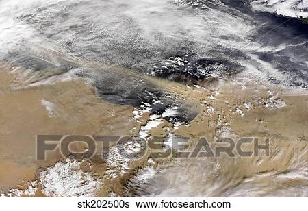Dust blows off the coast of Libya heading over the Mediterranean Sea. View Large Photo Image Stock Photograph - Dust blows off the coast of Libya heading over the Mediterranean Sea.. Fotosearch