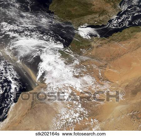 Dust plumes off the Moroccan coast. View Large Photo Image Stock Photograph - Dust plumes off the Moroccan coast.. Fotosearch
