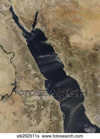 Stock Photograph - Dust plumes over the Red Sea.. Fotosearch