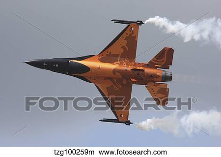Dutch Air Force F-16A during a flight demonstration. View Large Photo Image Picture - Dutch Air Force F-16A during a flight demonstration.. Fotosearch