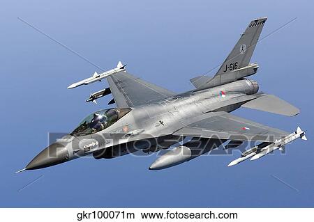 Dutch F-16AM during a combat air patrol sortie over the Mediterranean Sea. View Large Photo Image Picture - Dutch F-16AM during a combat air patrol sortie over the Mediterranean Sea.. Fotosearch