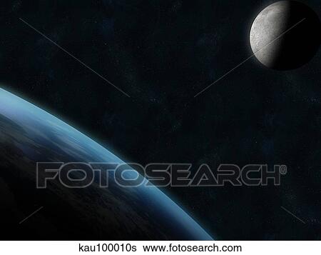 Stock Illustration - Earth and the moon.. Fotosearch