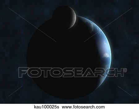 Stock Illustration - Earth and the moon.. Fotosearch