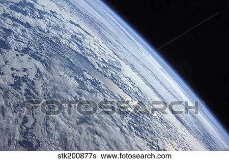 Earth's horizon against the blackness of space. View Large Photo Image Stock Photograph - Earth's horizon against the blackness of space.. Fotosearch