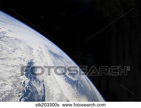 Earth's horizon and the blackness of space. View Large Photo Image Stock Photograph - Earth's horizon and the blackness of space.. Fotosearch