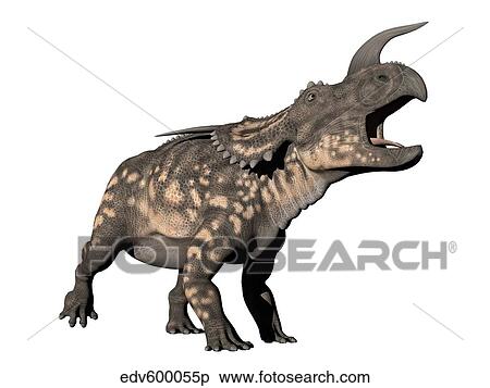 Einiosaurus dinosaur, white background. View Large Illustration Stock Illustration - Einiosaurus dinosaur, white background.. Fotosearch