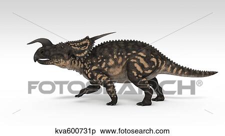 Einiosaurus dinosaur, white background. View Large Illustration Stock Illustration - Einiosaurus dinosaur, white background.. Fotosearch
