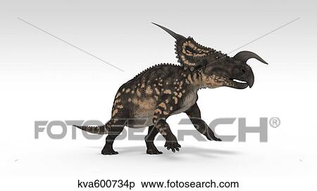 Einiosaurus dinosaur, white background. View Large Illustration Stock Illustration - Einiosaurus dinosaur, white background.. Fotosearch