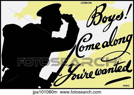 Stock Illustration - English World War One propaganda poster.. Fotosearch