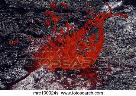 Stock Photograph - Erta Ale fountaining lava lake, Danakil Depression, Ethiopia.. Fotosearch