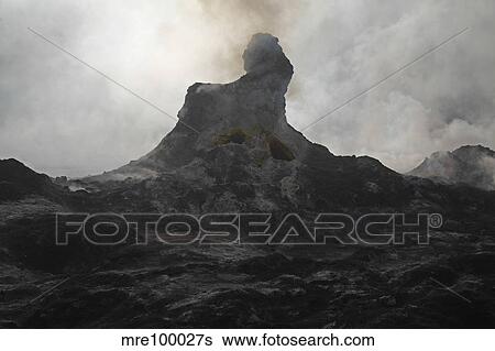 Stock Photograph - Erta Ale steaming Hornito, Danakil Depression, Ethiopia.. Fotosearch