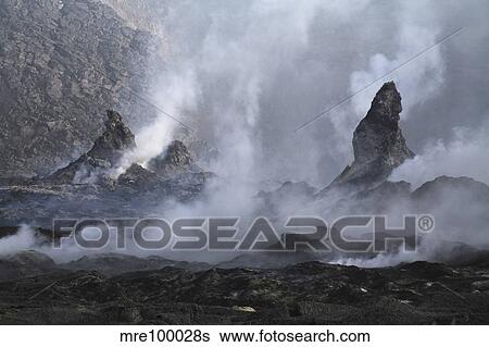 Stock Photograph - Erta Ale steaming Hornitos, Danakil Depression, Ethiopia.. Fotosearch