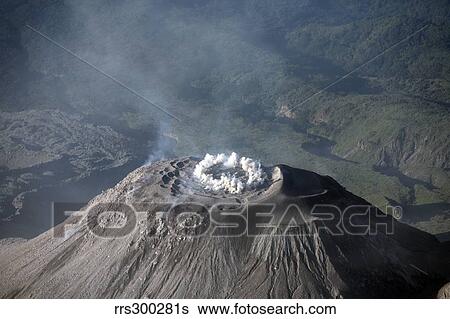 Stock Photograph - Eruption at summit of Santiaguito dome complex, Santa Maria volcano, Guatemala.. Fotosearch