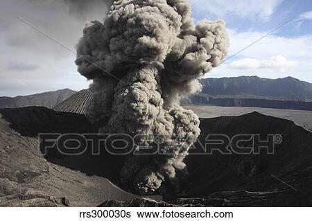 Eruption of ash cloud from crater of Mount Bromo, Tengger Caldera, Java, Indonesia. View Large Photo Image Stock Photograph - Eruption of ash cloud from crater of Mount Bromo, Tengger Caldera, Java, Indonesia.. Fotosearch
