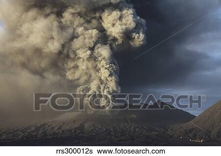 Eruption of ash cloud from Mount Bromo volcano, Tengger Caldera, Java, Indonesia. View Large Photo Image Stock Photograph - Eruption of ash cloud from Mount Bromo volcano, Tengger Caldera, Java, Indonesia.. Fotosearch