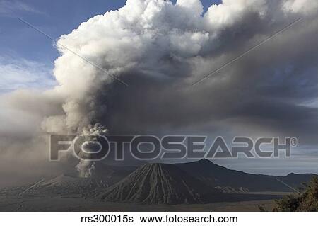 Eruption of ash cloud from Mount Bromo volcano, Tengger Caldera, Java, Indonesia. View Large Photo Image Stock Photograph - Eruption of ash cloud from Mount Bromo volcano, Tengger Caldera, Java, Indonesia.. Fotosearch