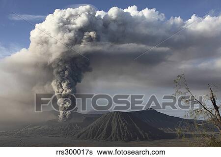 Eruption of ash cloud from Mount Bromo volcano, Tengger Caldera, Java, Indonesia. View Large Photo Image Stock Photograph - Eruption of ash cloud from Mount Bromo volcano, Tengger Caldera, Java, Indonesia.. Fotosearch