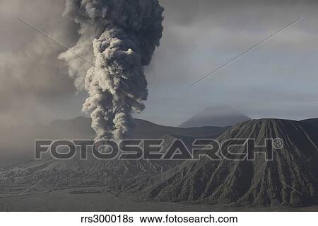 Eruption of ash cloud from Mount Bromo volcano, Tengger Caldera, Java, Indonesia. View Large Photo Image Stock Photograph - Eruption of ash cloud from Mount Bromo volcano, Tengger Caldera, Java, Indonesia.. Fotosearch