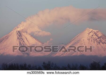 Stock Photograph - Eruption of Kliuchevskoi Volcano, Kamchatka, Russia.. Fotosearch