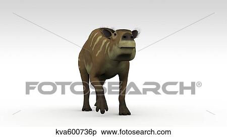 Stock Illustration - Eurohippus, an extinct genus of equid ungulate, white background.. Fotosearch