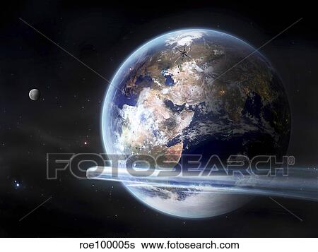 Stock Illustration - Europe is burning in war, climate changed completely and China and India are the new global player.. Fotosearch
