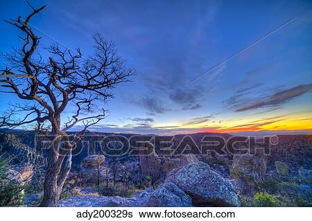 Evening twilight at the Chiricahuas National Monument, Arizona. View Large Photo Image Stock Photograph - Evening twilight at the Chiricahuas National Monument, Arizona.. Fotosearch