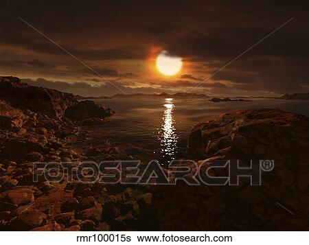 Stock Illustration - Exoplanet Gliese 581 d.. Fotosearch