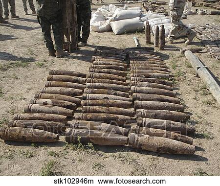 Explosive devices are identified and inventoried before being destroyed. View Large Photo Image Picture - Explosive devices are identified and inventoried before being destroyed.. Fotosearch