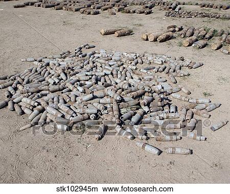 Picture - Explosive devices await destruction.. Fotosearch