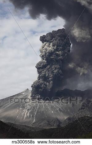 Stock Photograph - Explosive eruption of Sakurajima volcano, Japan.. Fotosearch