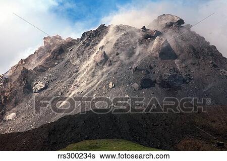 Extrusion lobes on lava dome of Soufriere Hills volcano, Montserrat, Caribbean. View Large Photo Image Stock Photograph - Extrusion lobes on lava dome of Soufriere Hills volcano, Montserrat, Caribbean.. Fotosearch